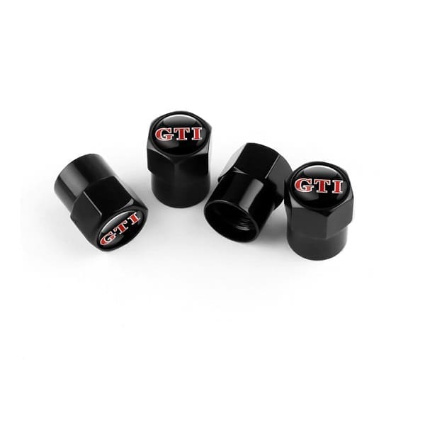 Black Alloy Tyre Valve Caps VW Golf GTI - QSPEEDCAPSGTI